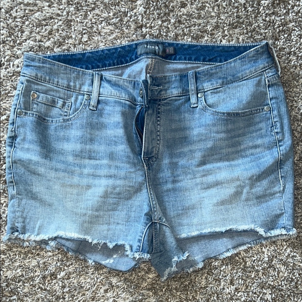 Torrid Blue Denim Jean Shorts with Raw Hem